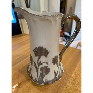 Antique Limoges France Pitcher Art Nouveau Floral Relief Signed “Tafta”